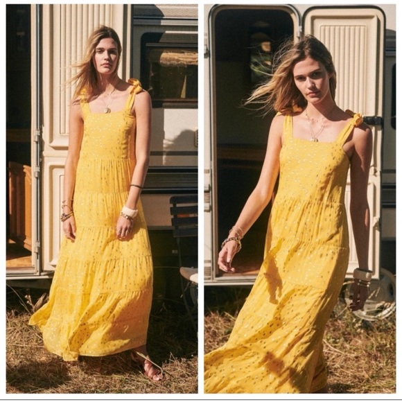 Sezane Dresses & Skirts - Sezane Annie Silk Maxi Dress Golden Yellow 36 / 4